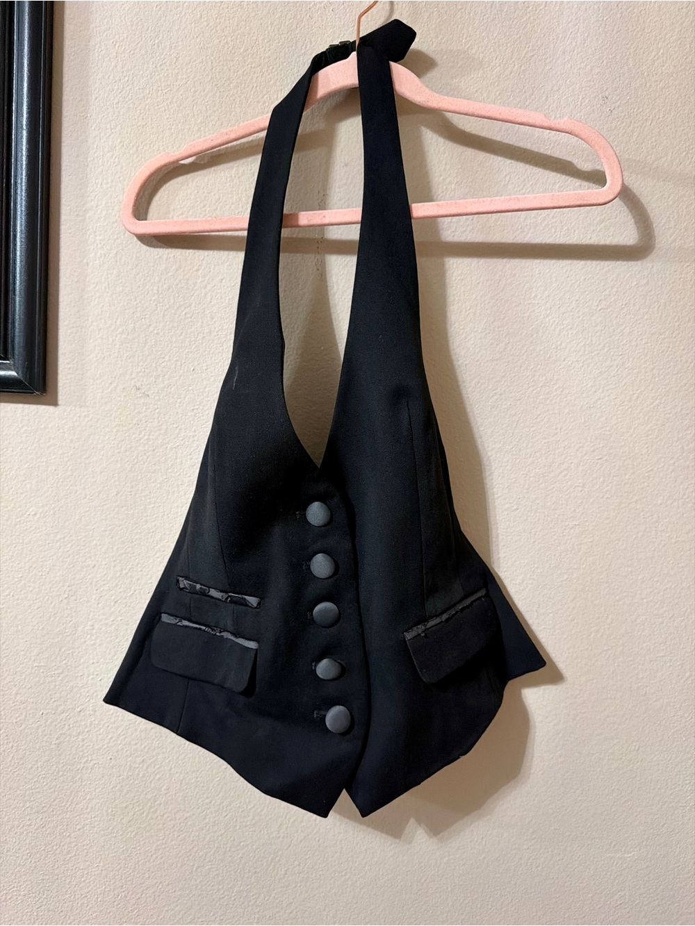 Express Black Satin-Trim Halter Vest